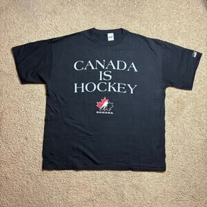 Vintage Y2K Canada Is Hockey Mens T Shirt Sz XL Black Puma